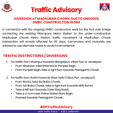 Delhi traffic advisory of Madhuban Chowk 